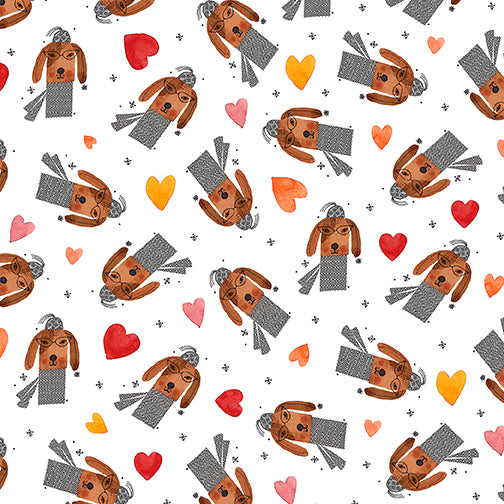 Terry Runyan - It's Raining Cats and Dogs - Hearts and Dogs White
