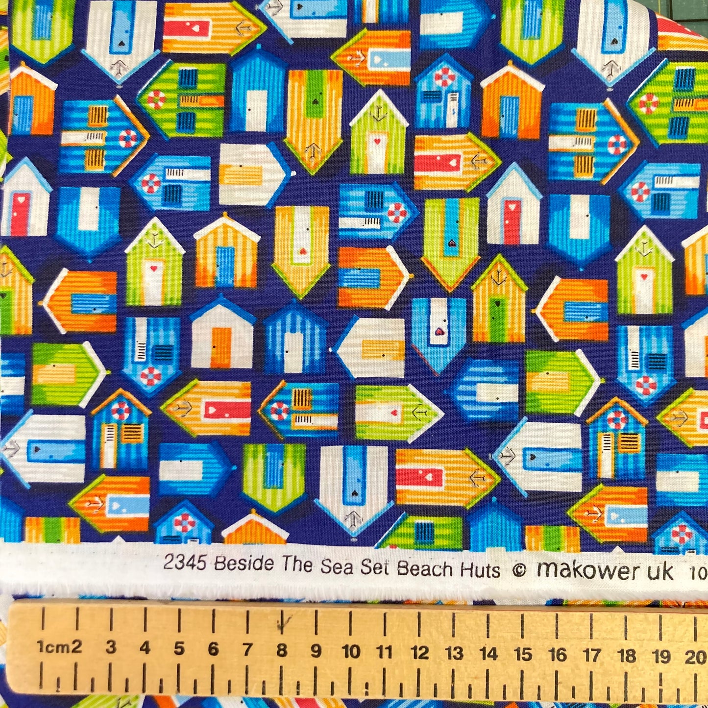 Sale - Beside the Sea - Beach Huts - Navy - Makower