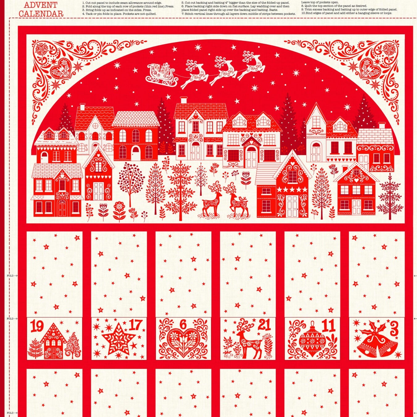 Makower - Scandi Advent Calendar Panel - 2581