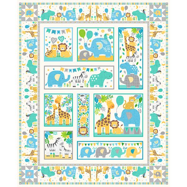 Makower - In the Jungle - Cot Quilt Fabric Panel