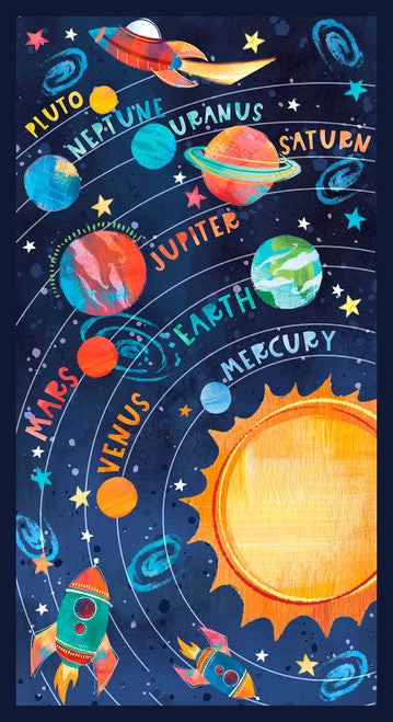 Blast Off - Space Fabric Quilt Panel