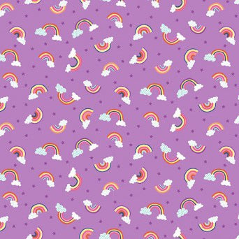 Makower Fabric - Daydream - Rainbows - Purple