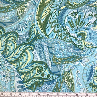 Viscose Crepe Fabric - Large Paisley - Turquoise
