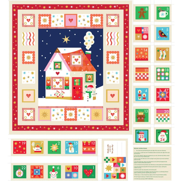 Home for Christmas - Advent Calendar Panel - Thread and Ink