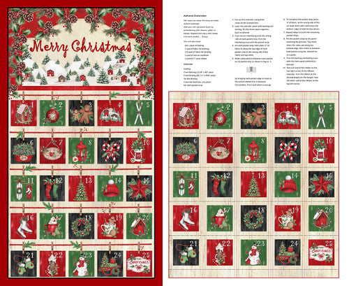 Making Spirits Bright - Fabric Advent Calendar Panel