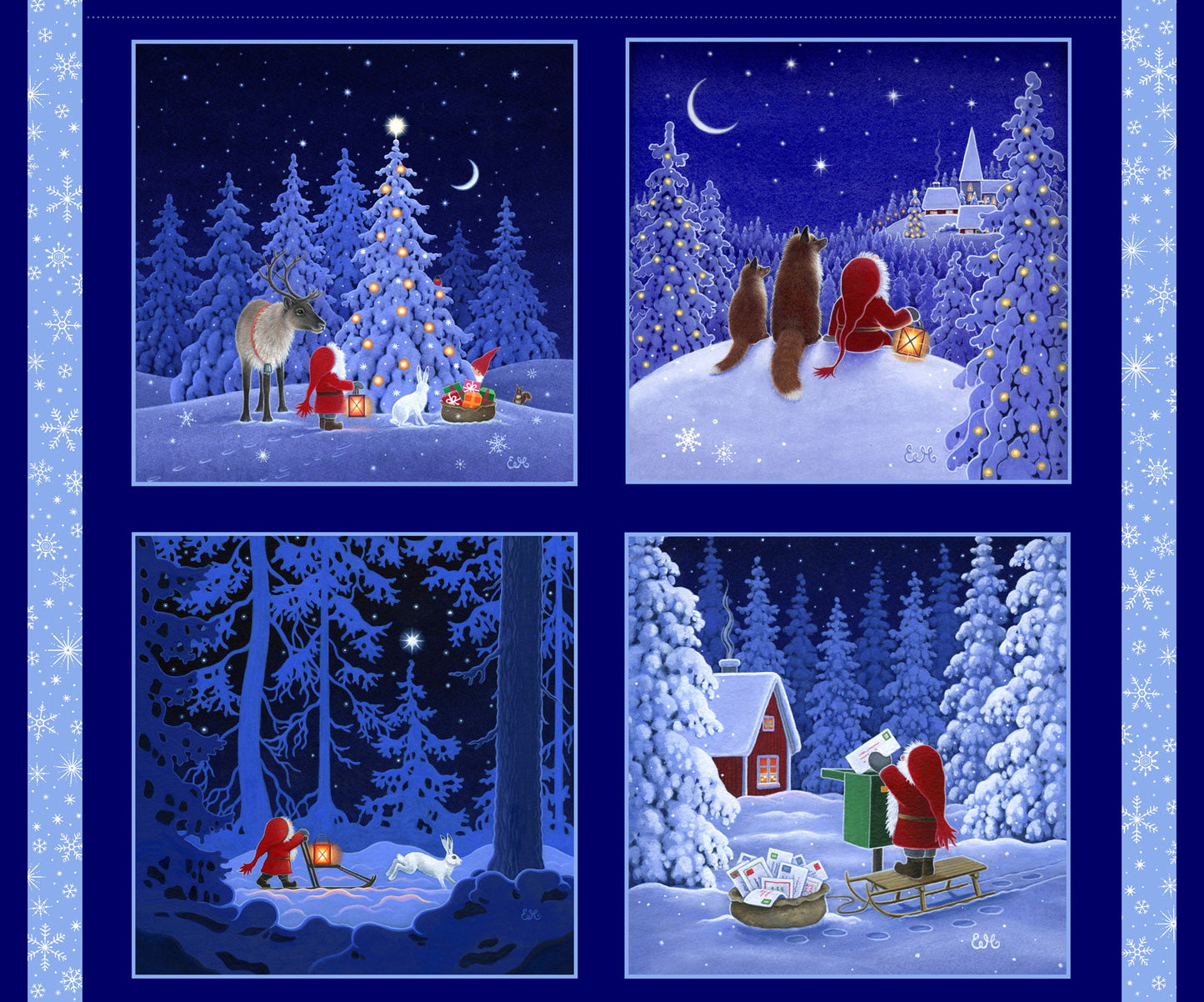 Lewis & Irene - Tomten's Village Cushion Panel