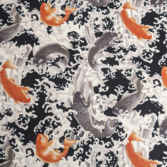 Koi Carp - Orange and Grey - Japanese Fabric
