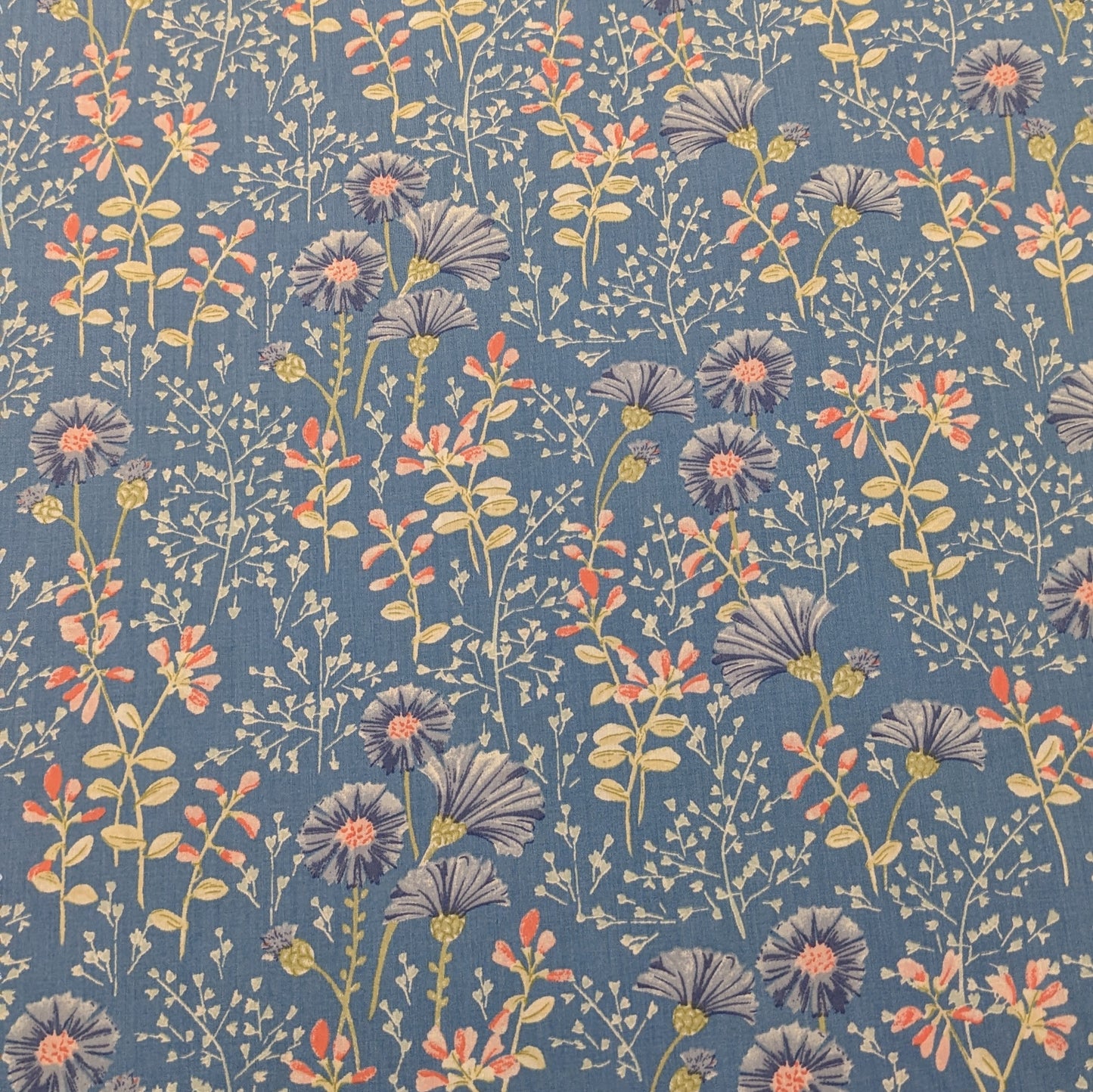 Cotton Lawn Fabric – Cornflower Floral - Blue