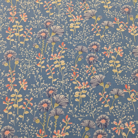 Cotton Lawn Fabric – Cornflower Floral - Blue