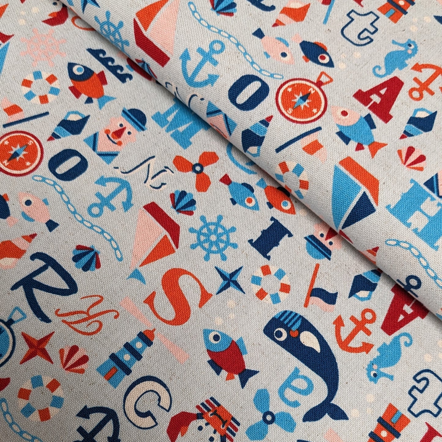Nautical Icons and Sea Creatures - Blue