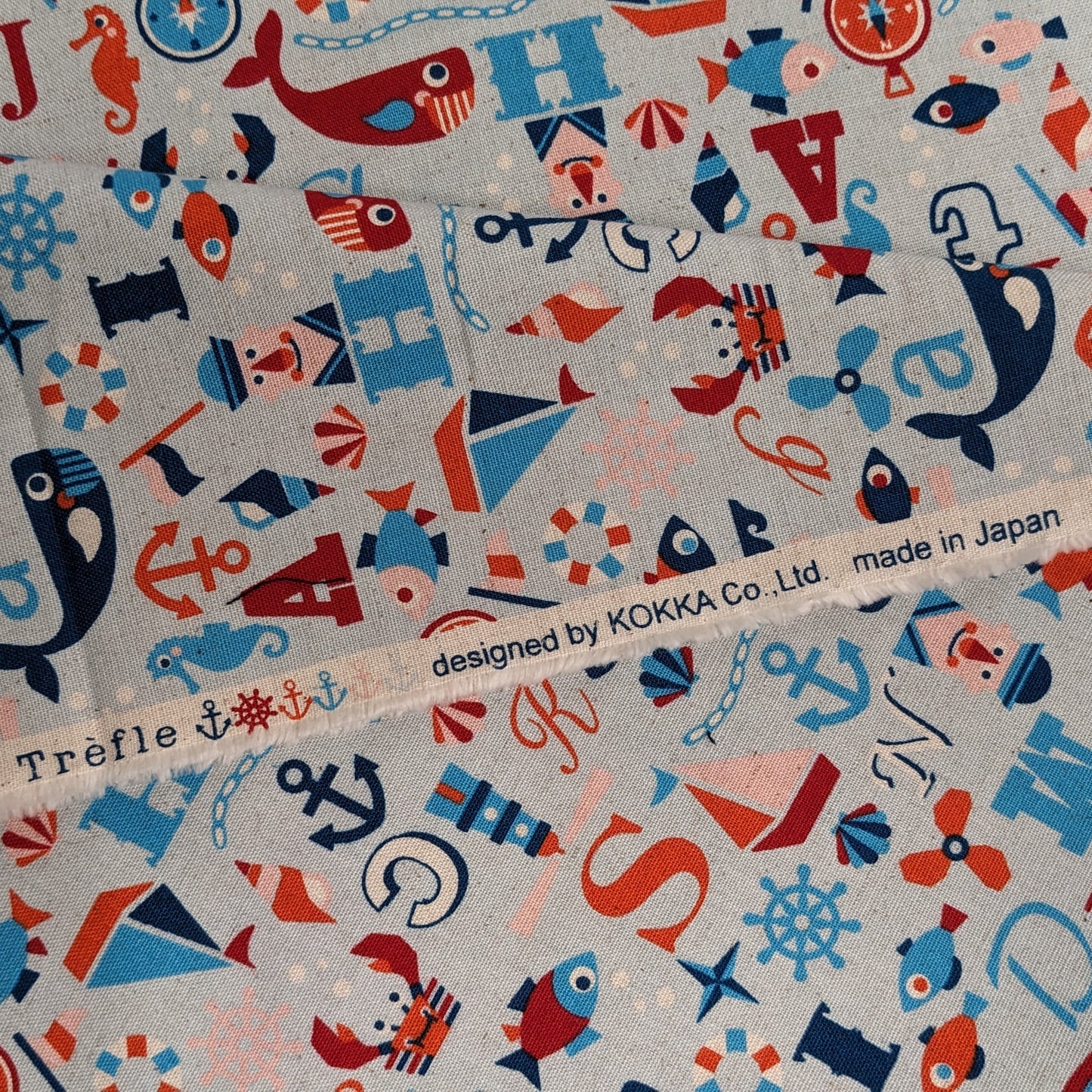 Nautical Icons and Sea Creatures - Blue