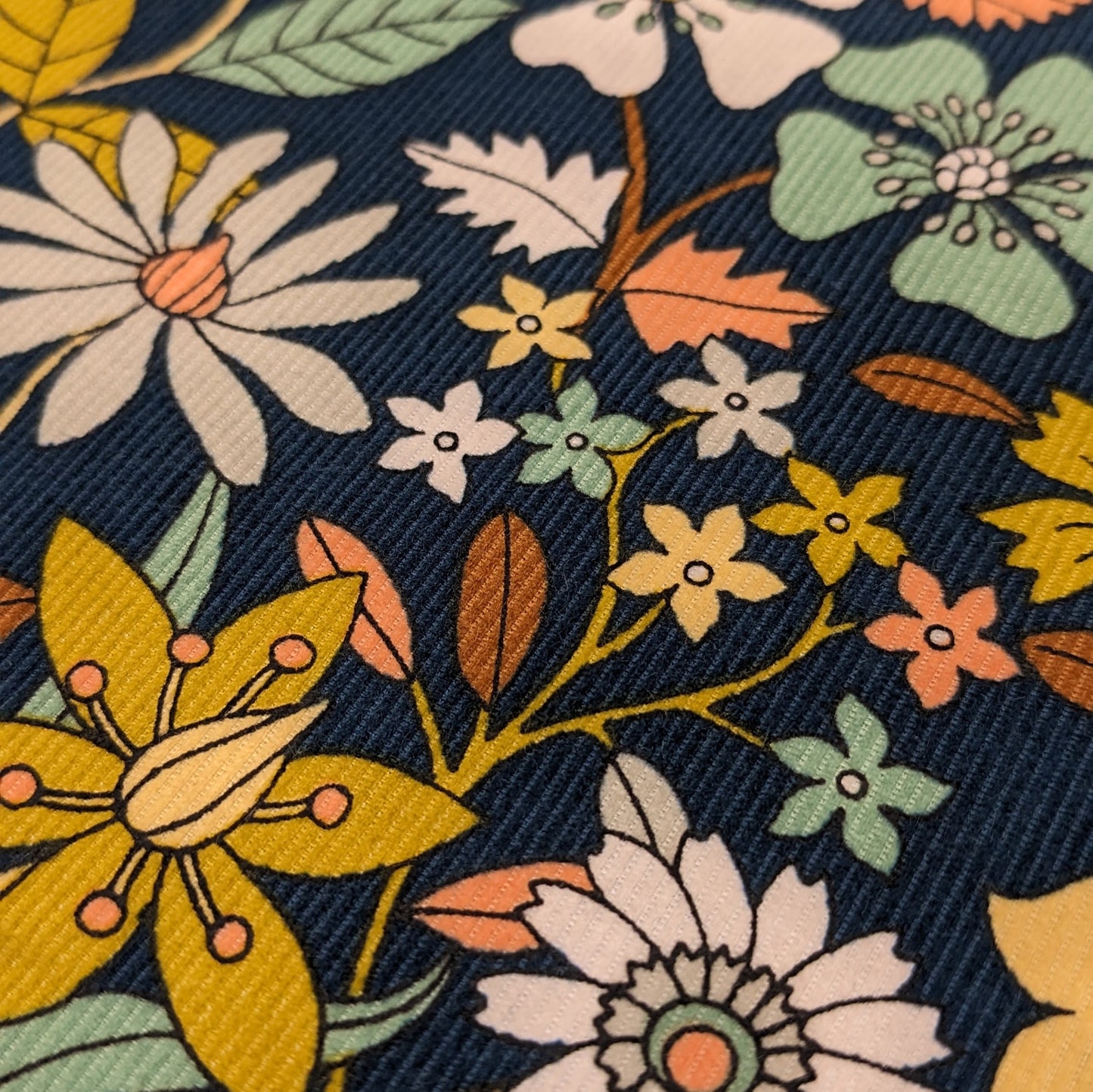 Cotton Corduroy Fabric - Wildflowers on Navy