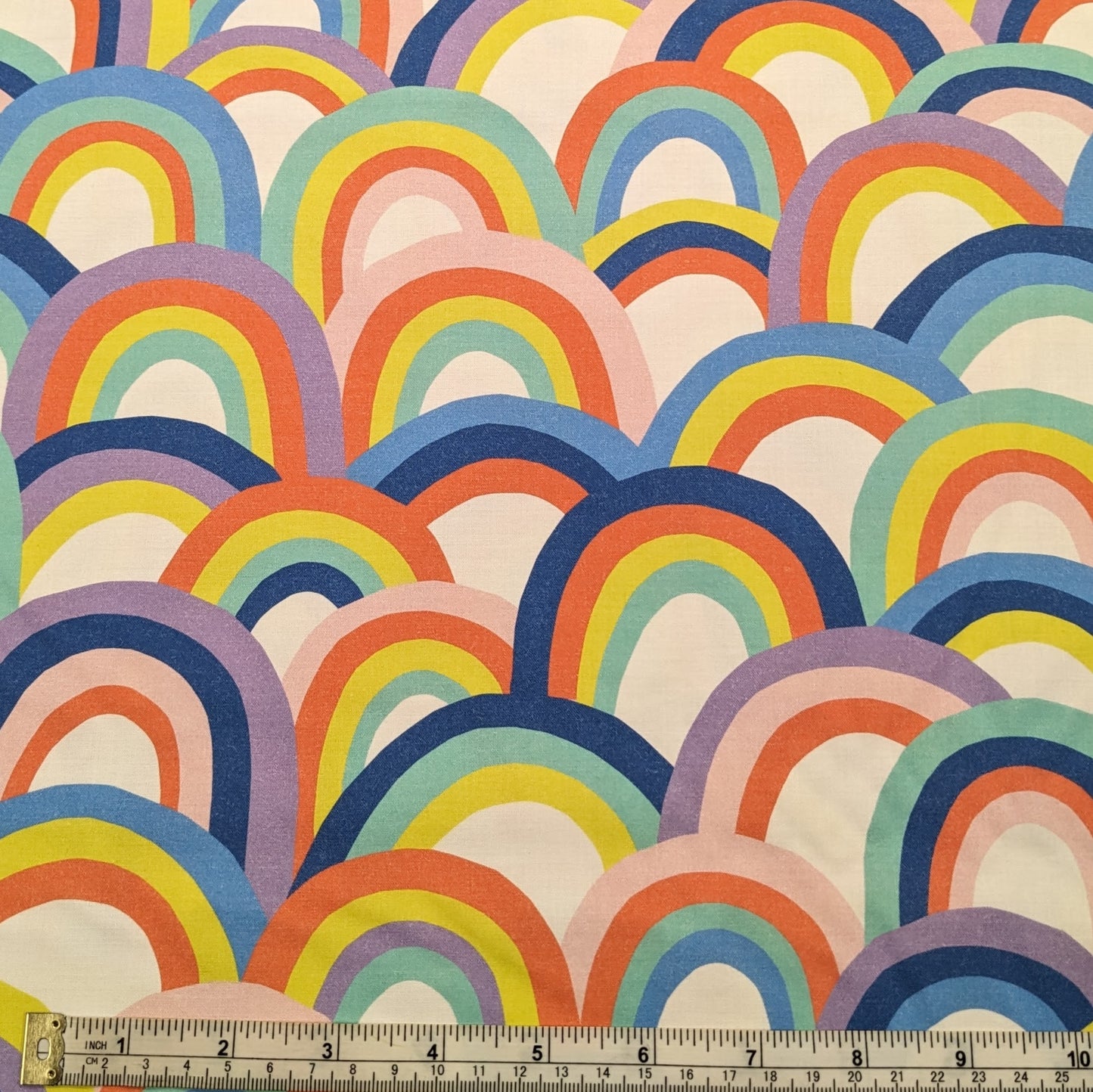 Over the Rainbow Fabric - Ampersand - Large Rainbows