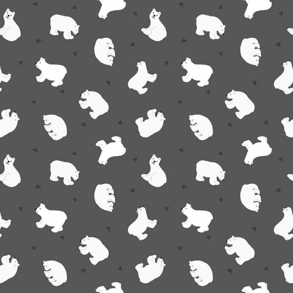 Lewis & Irene Fabric - Small Things: Polar Animals - Polar Bears on Dark Blue
