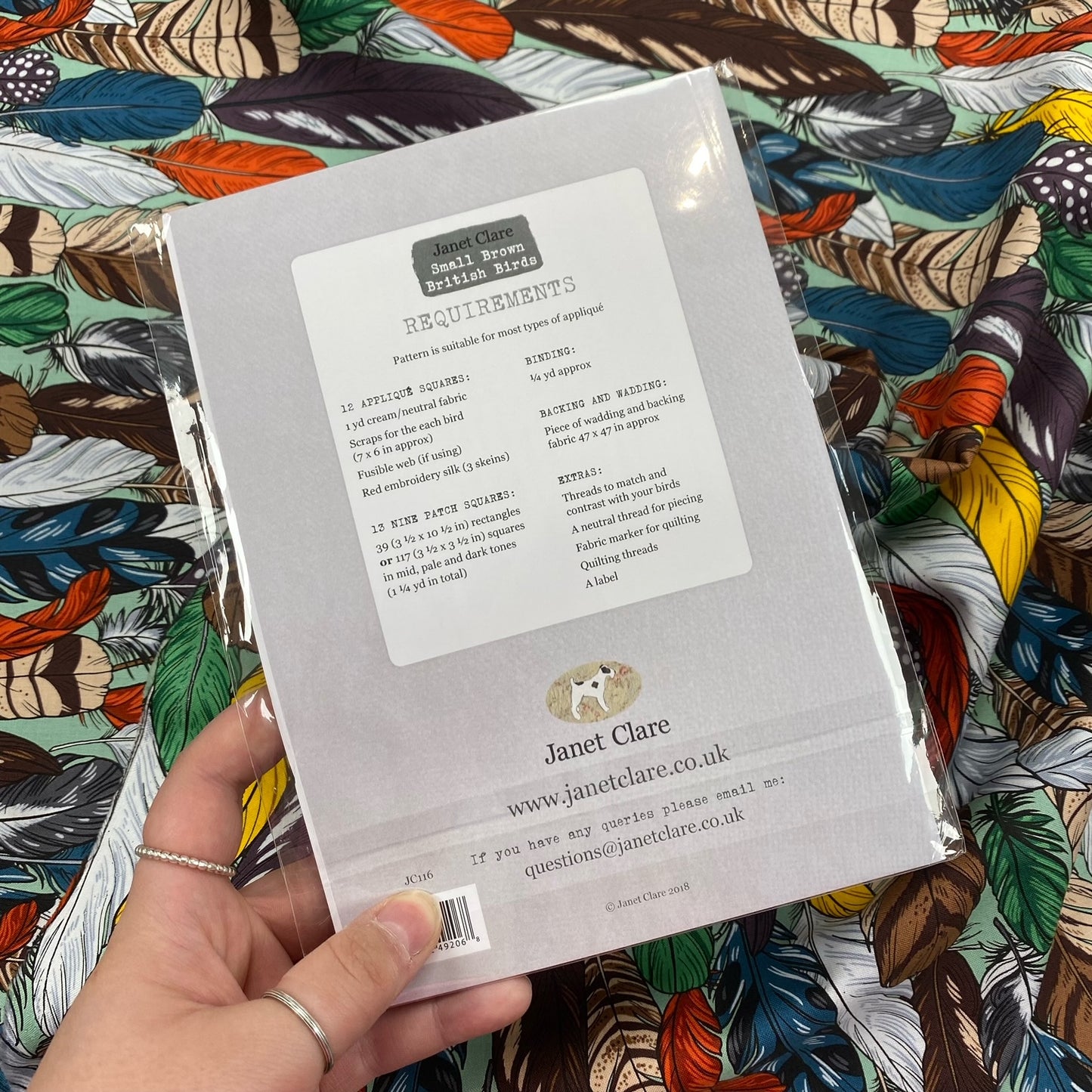 Janet Clare - Small Brown British Bird Quilt Pattern