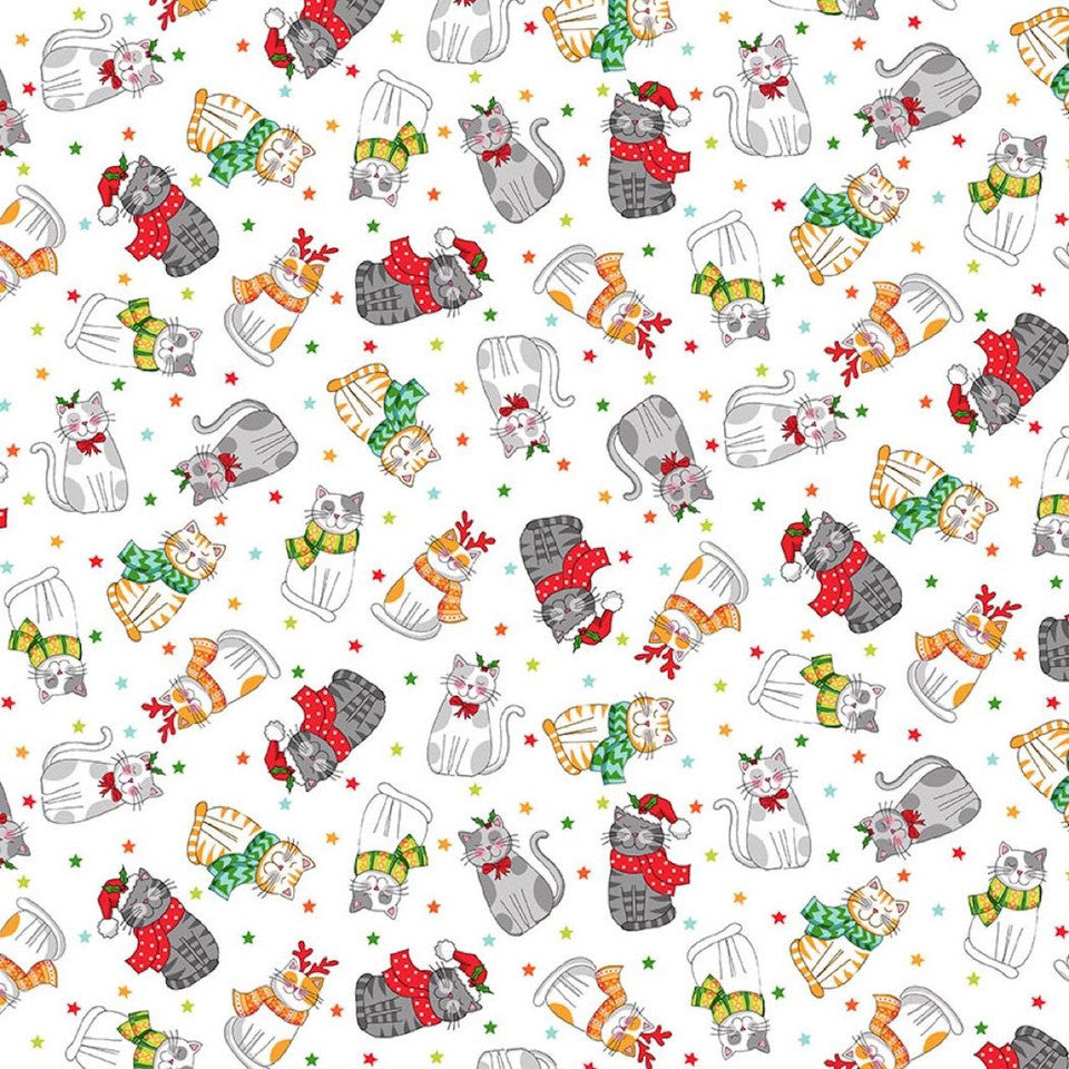 Makower Fabric - Santa Paws - Cat Scatter