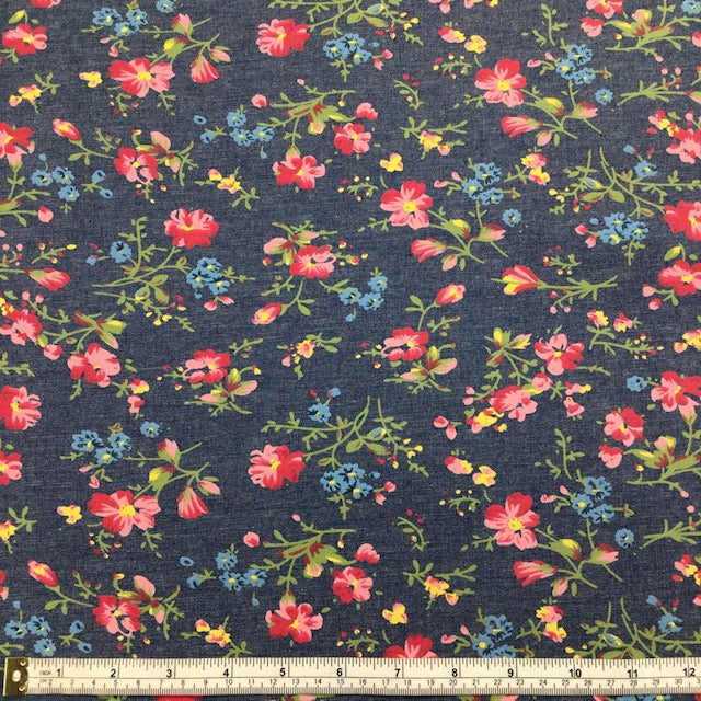 Cotton Chambray Fabric - Summer Floral