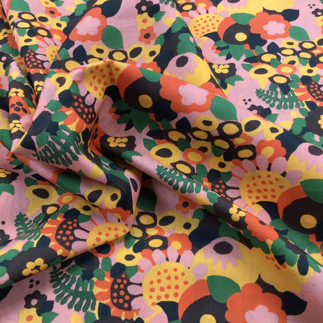 Cotton Lawn Fabric – Fabric Godmother  – Maddie Floral - Orange