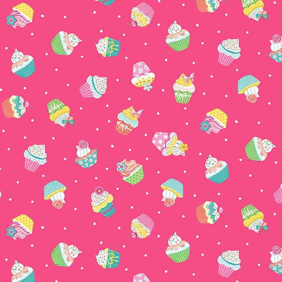 Makower Fabric - Daydream - Cupcakes - Pink