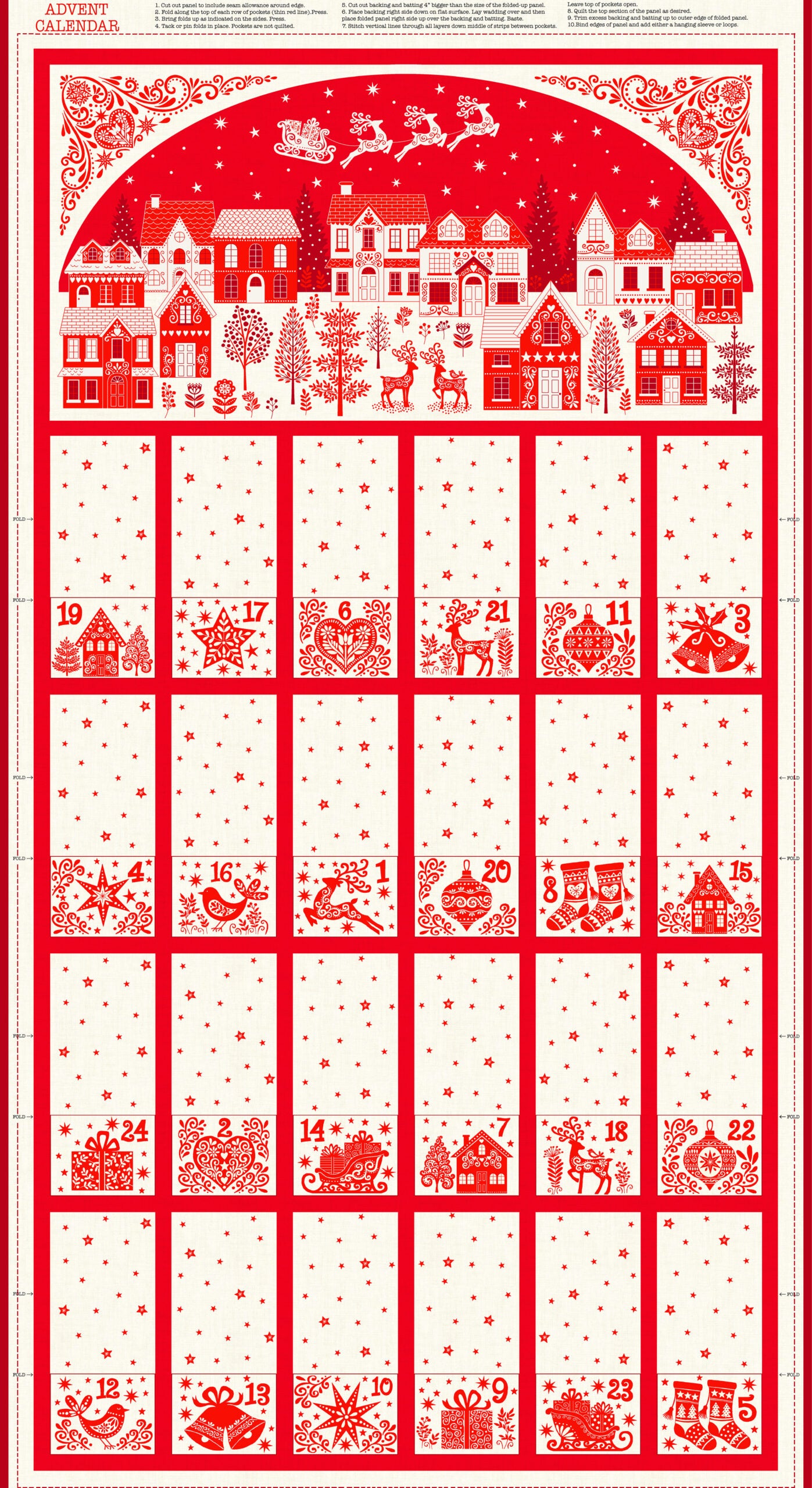 Makower - Scandi Advent Calendar Panel - 2581