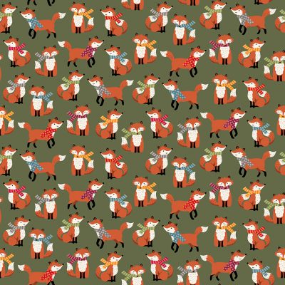 Autumn Days Fabric - Foxes Green