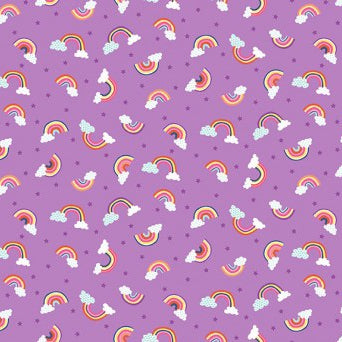 Makower Fabric - Daydream - Rainbows - Purple