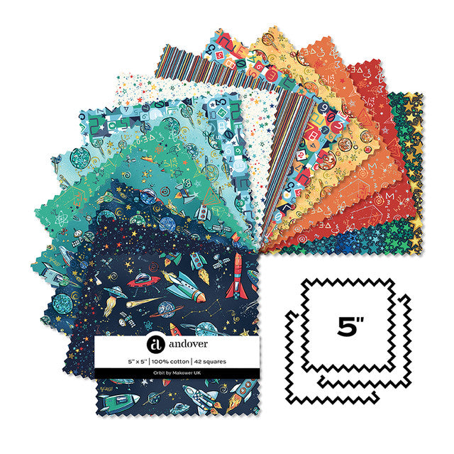 Orbit - The Solar System - Makower - Charm Pack - 5" square