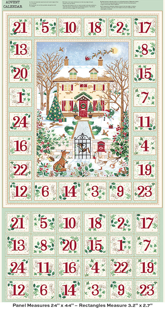 Country Christmas - Advent Calendar Panel - Green - Makower