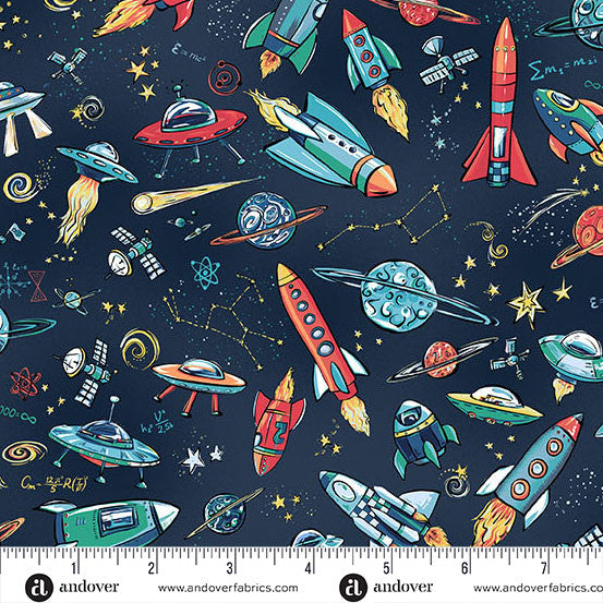 Orbit - The Solar System - Panel and Coordinate - Makower Fabrics