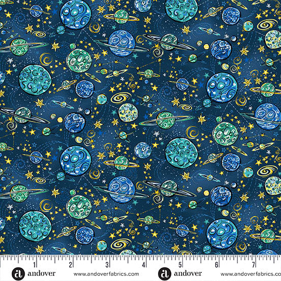 Orbit - The Solar System - Panel and Coordinate - Makower Fabrics