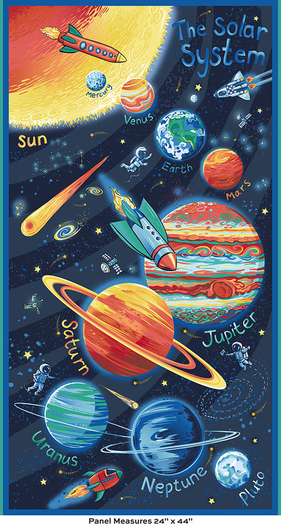 Orbit - The Solar System - Panel and Coordinate - Makower Fabrics