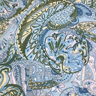 Viscose Crepe Fabric - Large Paisley - Turquoise