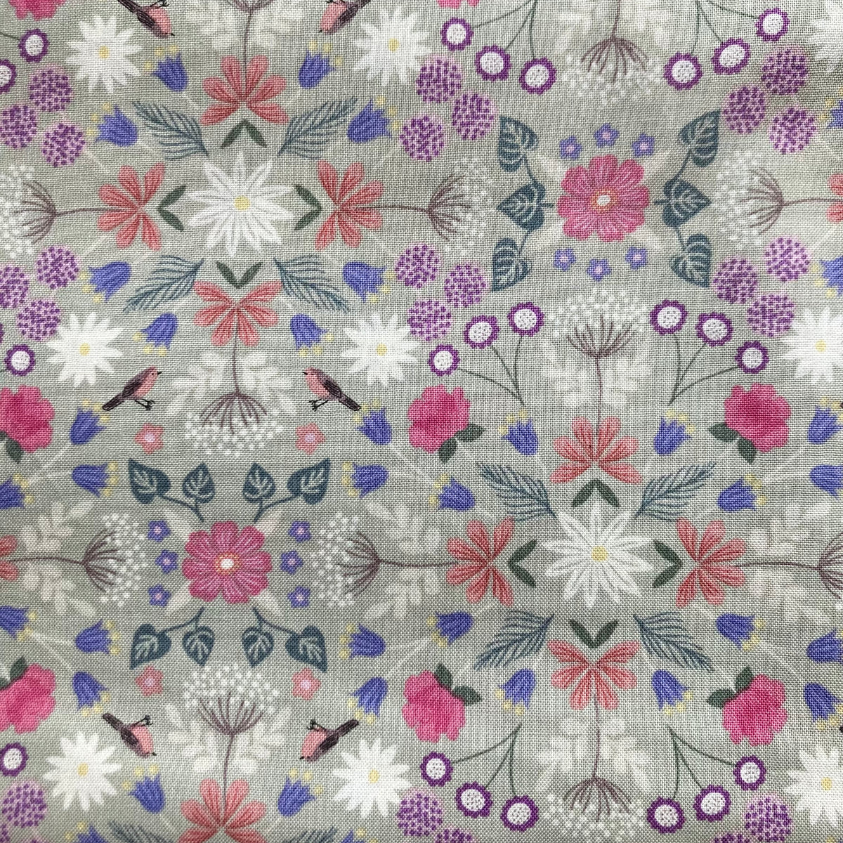 Sale - The Secret Garden - Geo Floral and Robins on Sage - Lewis & Irene