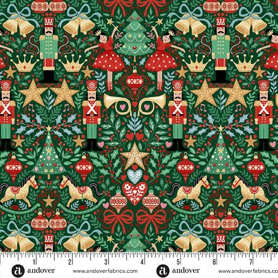 Nutcracker - Makower Fabric - Prints - Advent Calendar Panels - Charm Squares