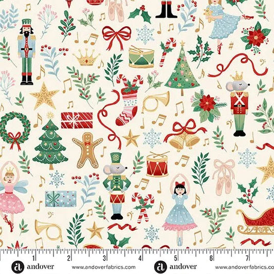 Nutcracker - Makower Fabric - Prints - Advent Calendar Panels - Charm Squares