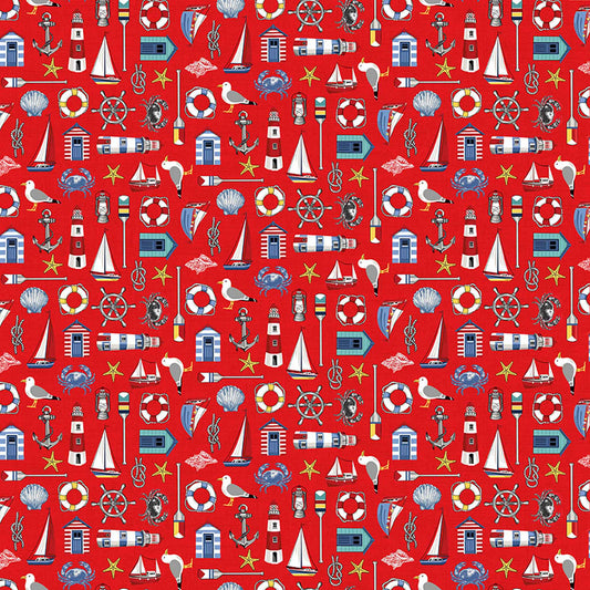 Sale - Beside the Sea - Seaside Icons - Nautical - Red - Makower