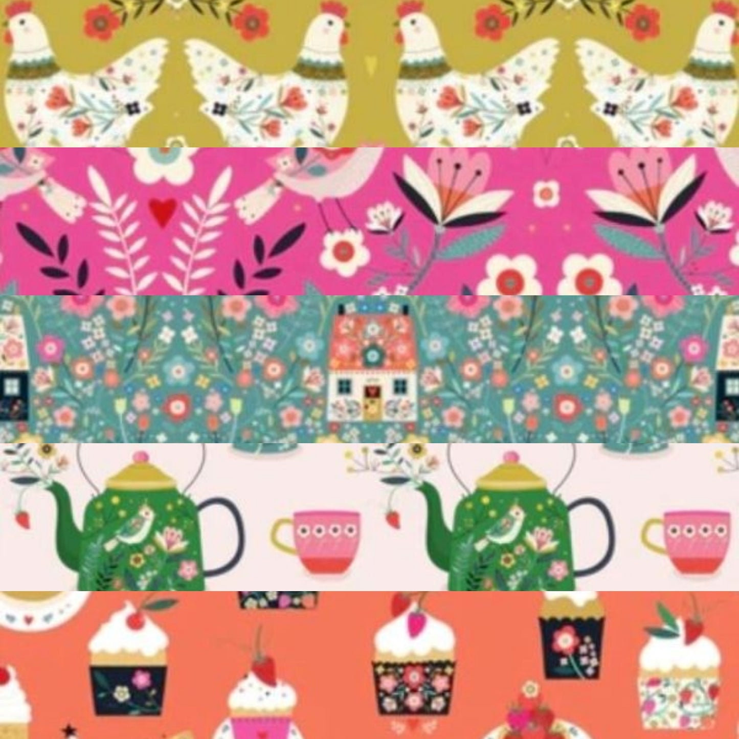 Strawberry Tea Fabric Collection - Bee Brown - Dashwood Studios