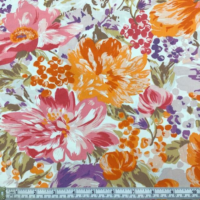 Cotton Poplin Fabric – Bright Summer Floral