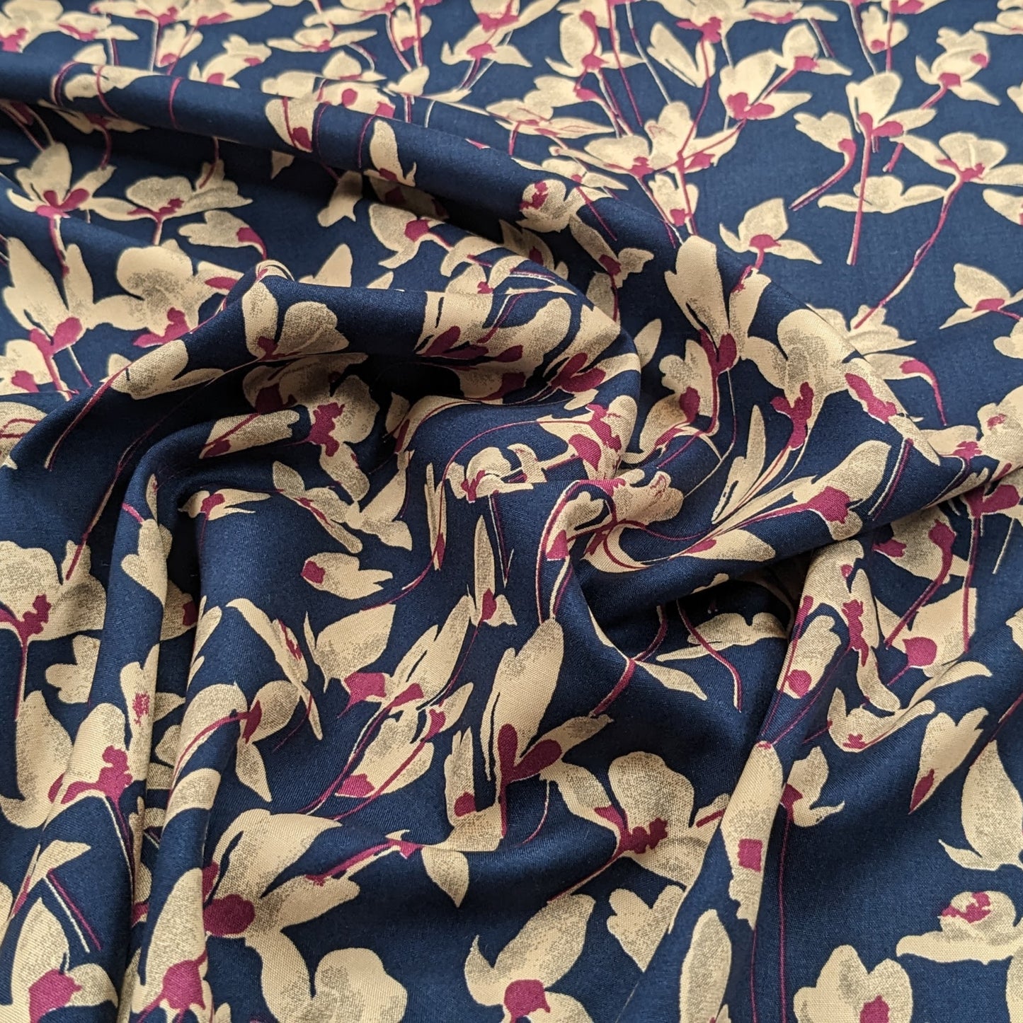 Viscose/Tencel Fabric - Navy and Plum Floral