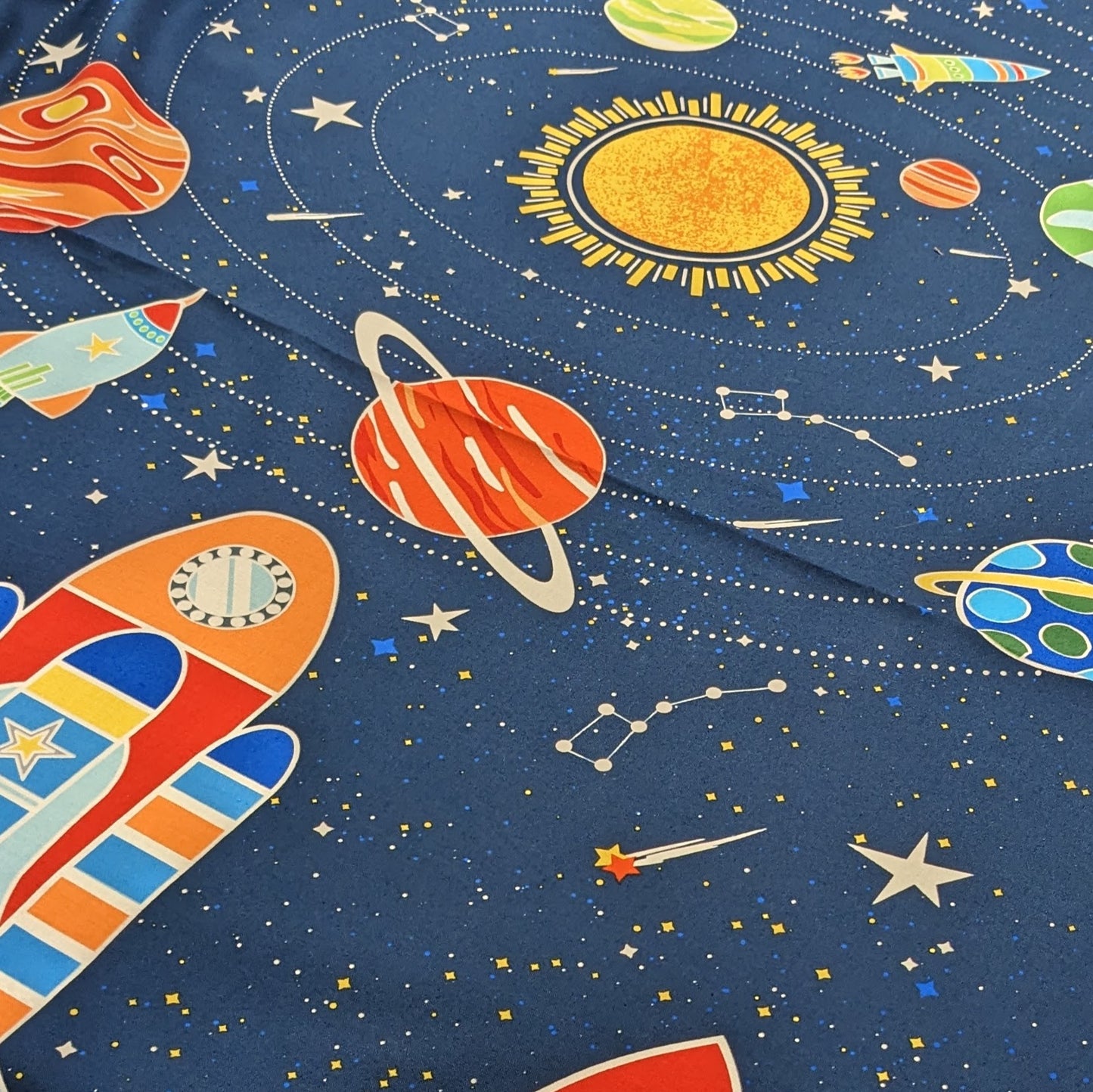 All Systems Glow Fabric Space Quilt Panel - Greta Lynn