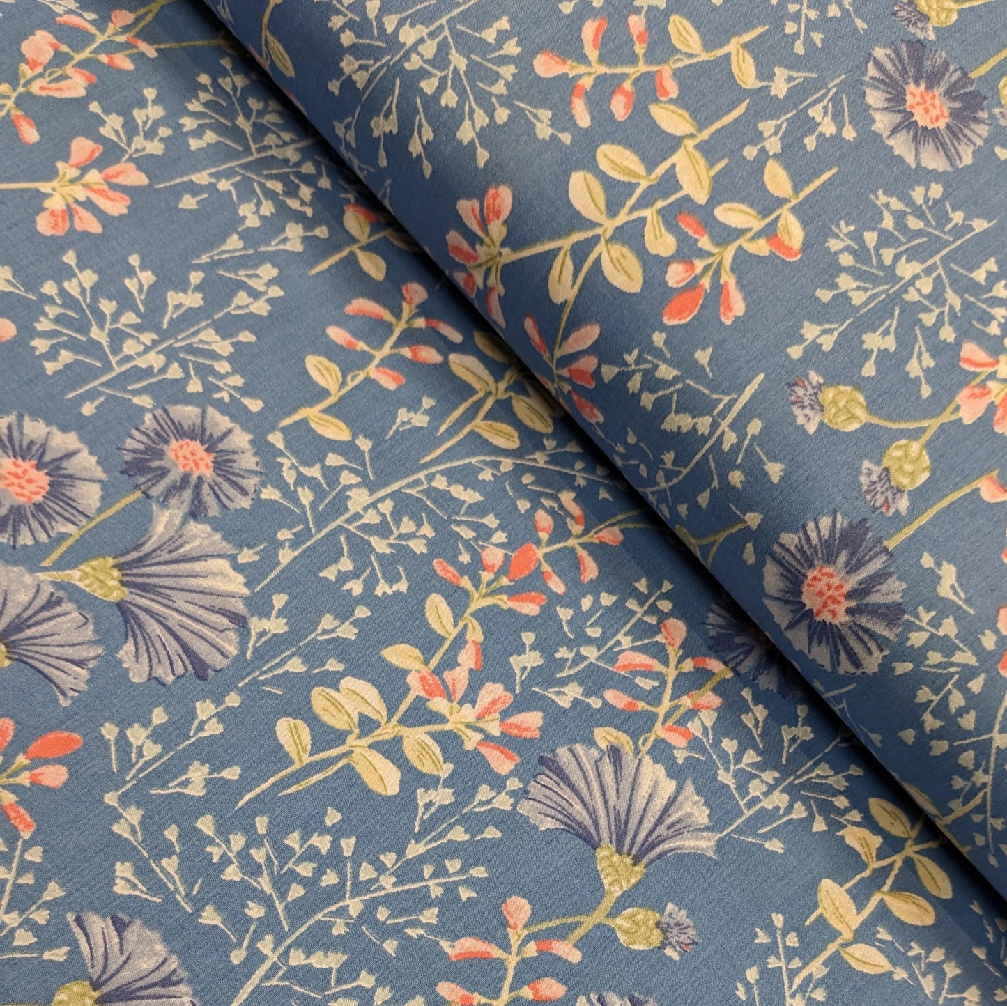 Cotton Lawn Fabric – Cornflower Floral - Blue