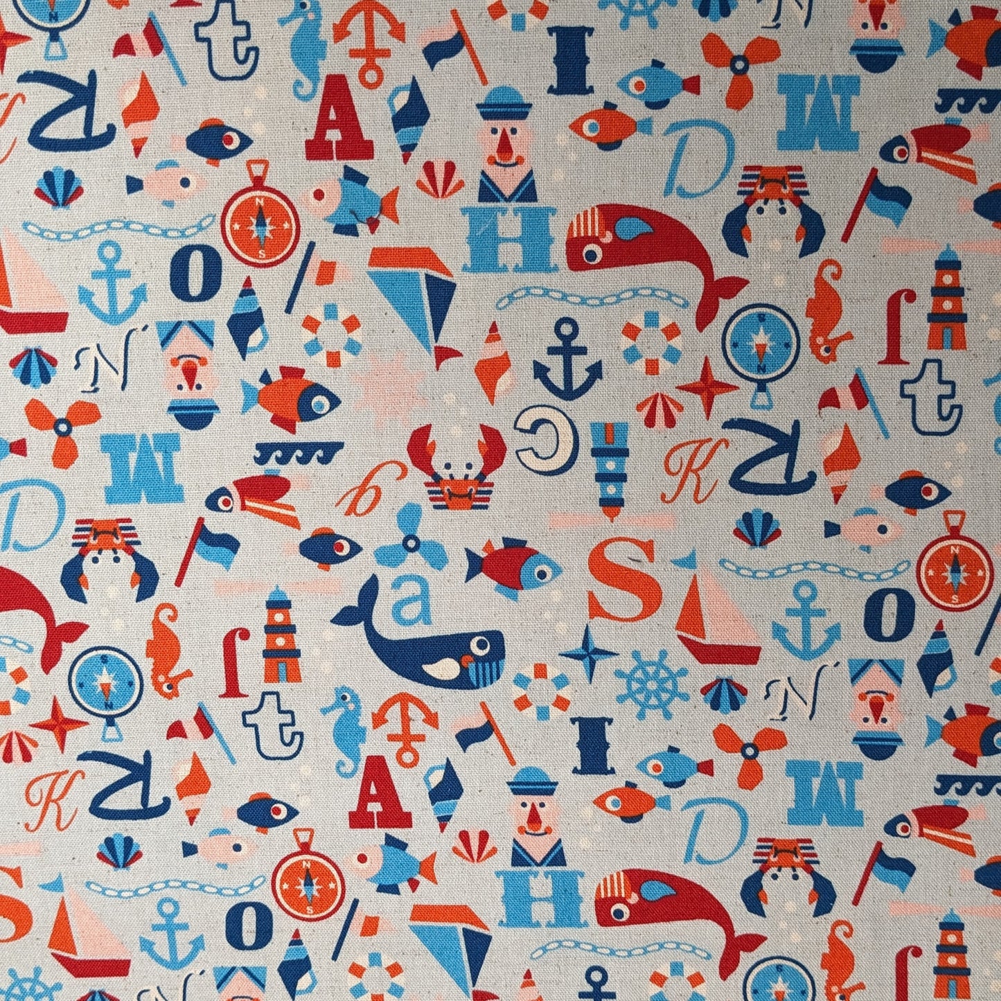 Nautical Icons and Sea Creatures - Blue
