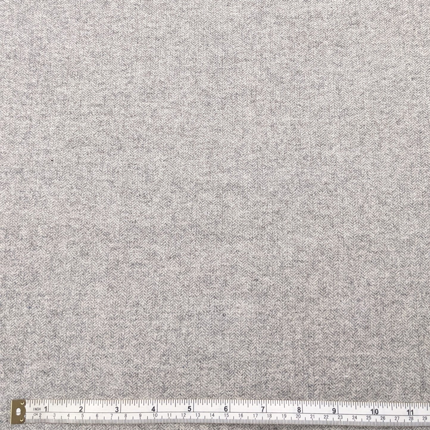 Wool and Polyester Herringbone Tweed Fabric - Light Grey