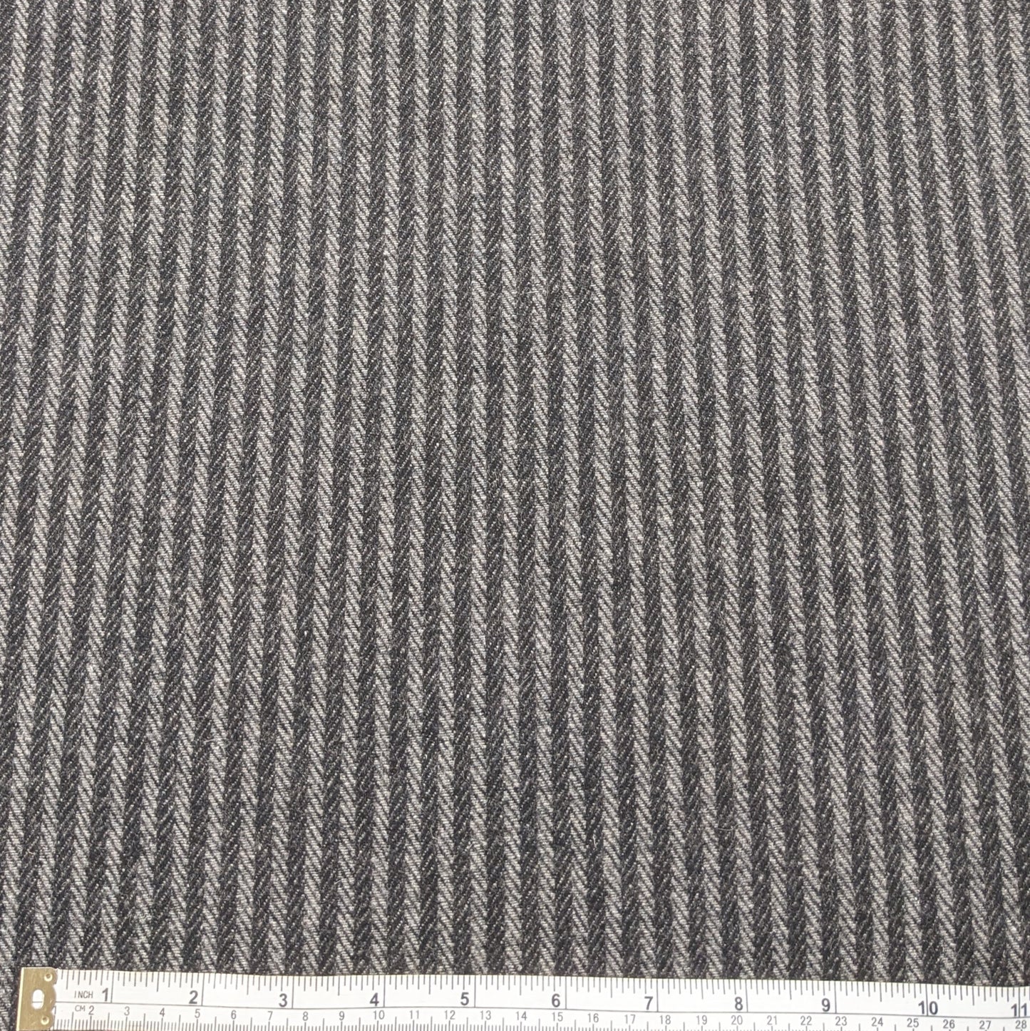 Wool and Polyester Tweed Stripe Fabric - Grey and Charcoal