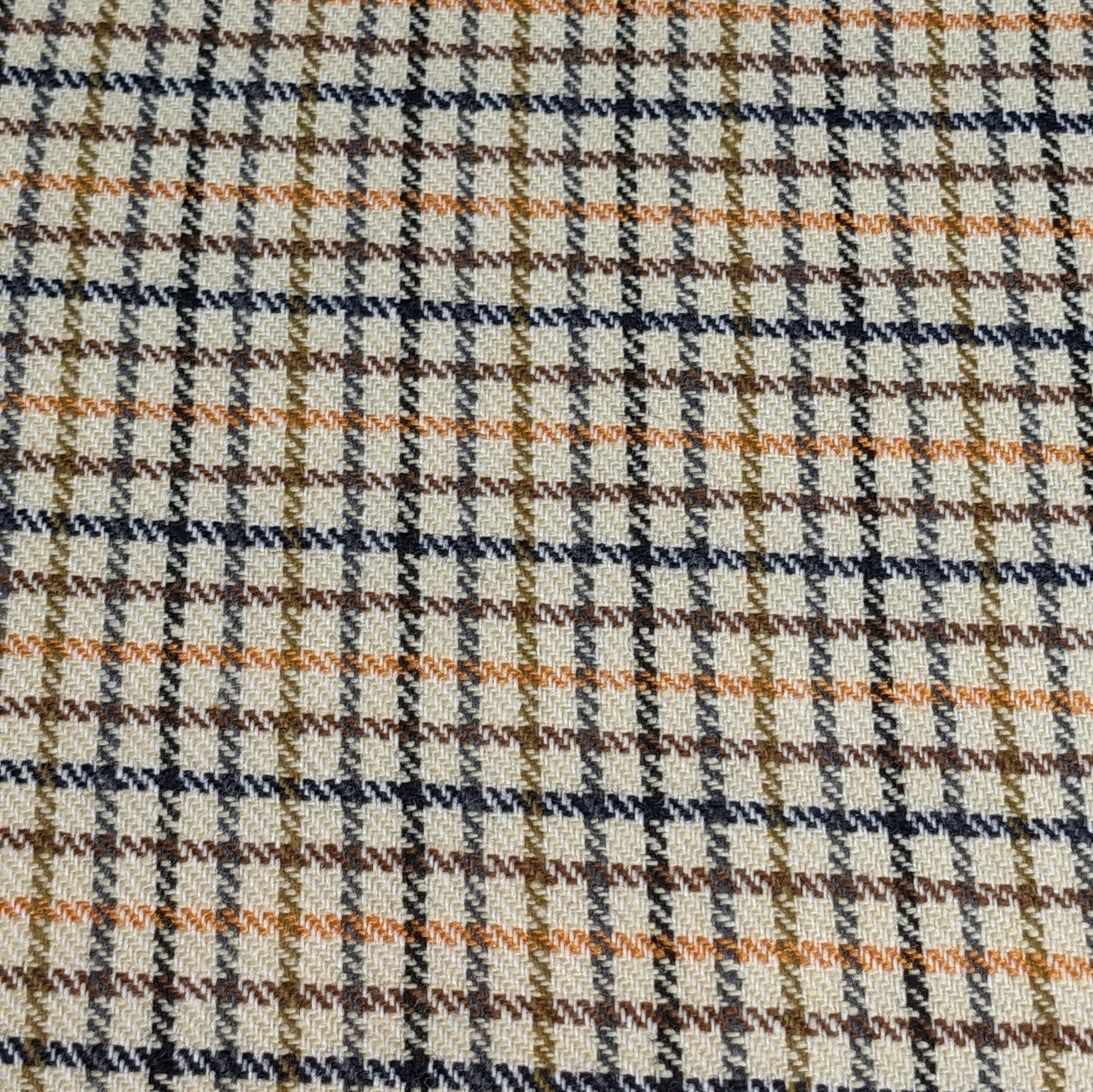 Wool Blend Highland Tweed Dogtooth Fabric - Cream, Orange and Brown