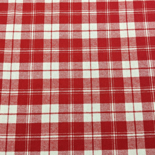 Brushed Cotton - Red and White Check - Tartan