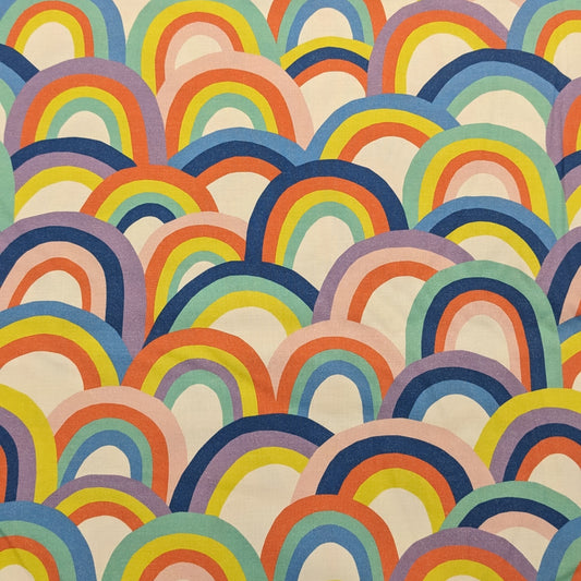Over the Rainbow Fabric - Ampersand - Large Rainbows