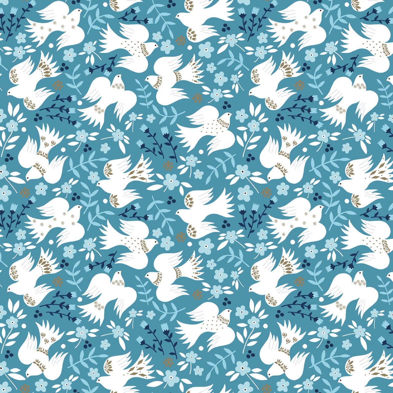 Dashwood Studios Fabric - Starlit Hollows - Doves on Blue