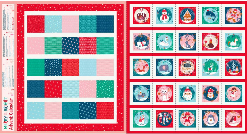 Merry and Bright - Dashwood Studios - Fabric Advent Calendar Panel