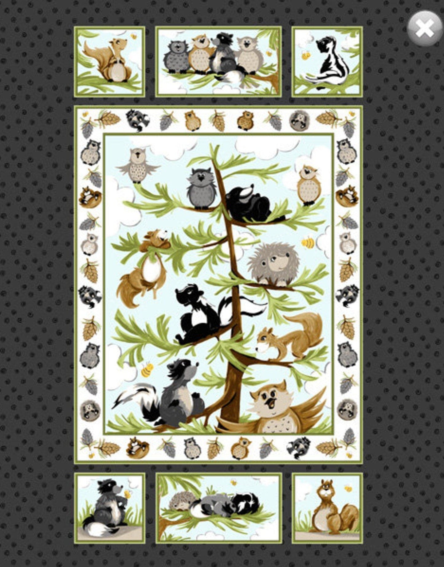 World of Suzybee Fabric Quilt Panel - Woodland Friends